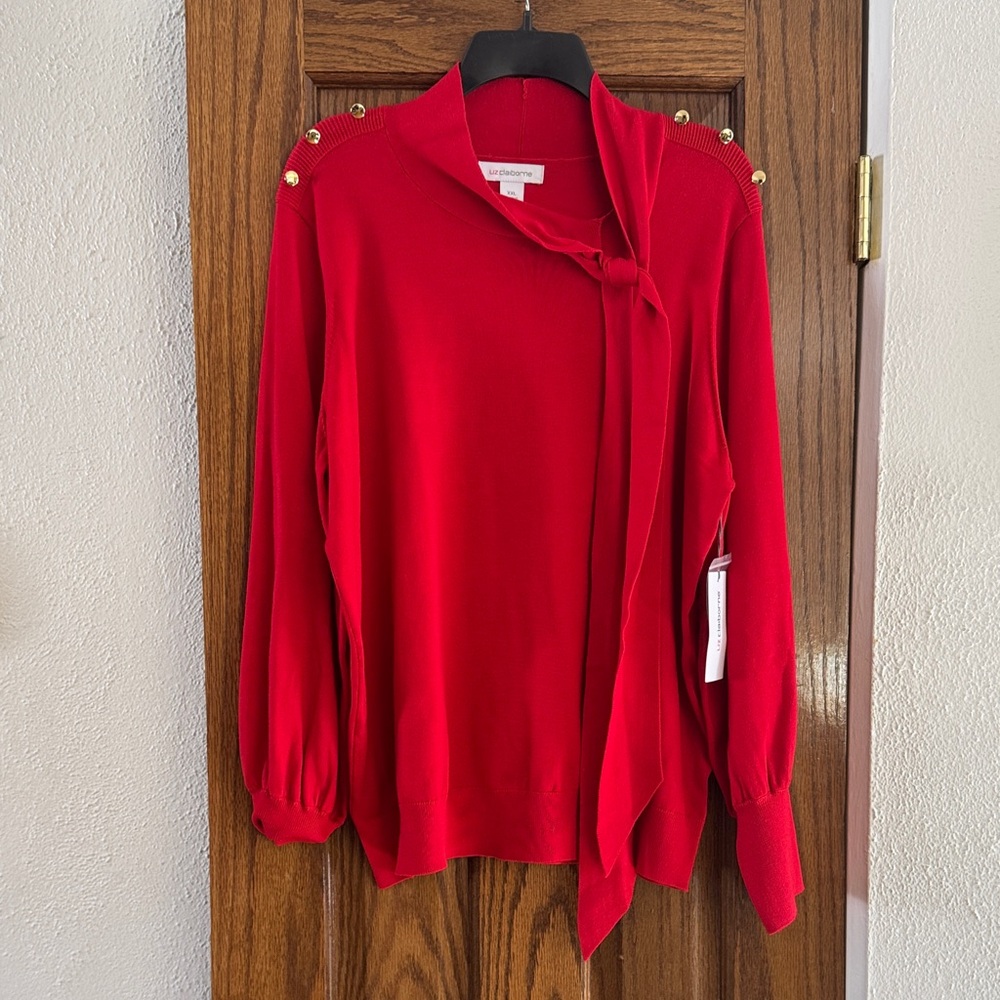 Liz Claiborne Vibrant Red Knit Top SIZE XXL